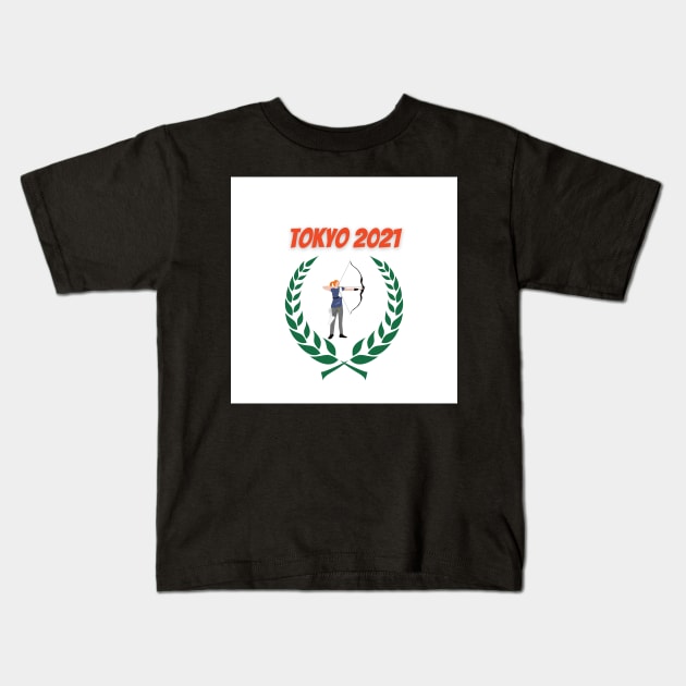 Archery Tokyo 2021 Olympics Kids T-Shirt by Slick T's